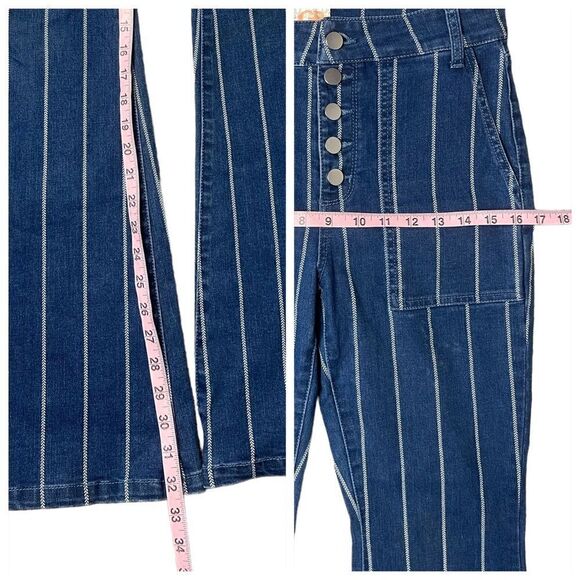 Gianni Bini Aztec Striped Flared High Waist Button Fly Flare Jeans - Picture 14 of 16